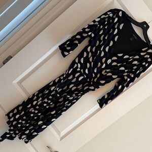 White House Black Market Black/blue/cream a-line  Dress